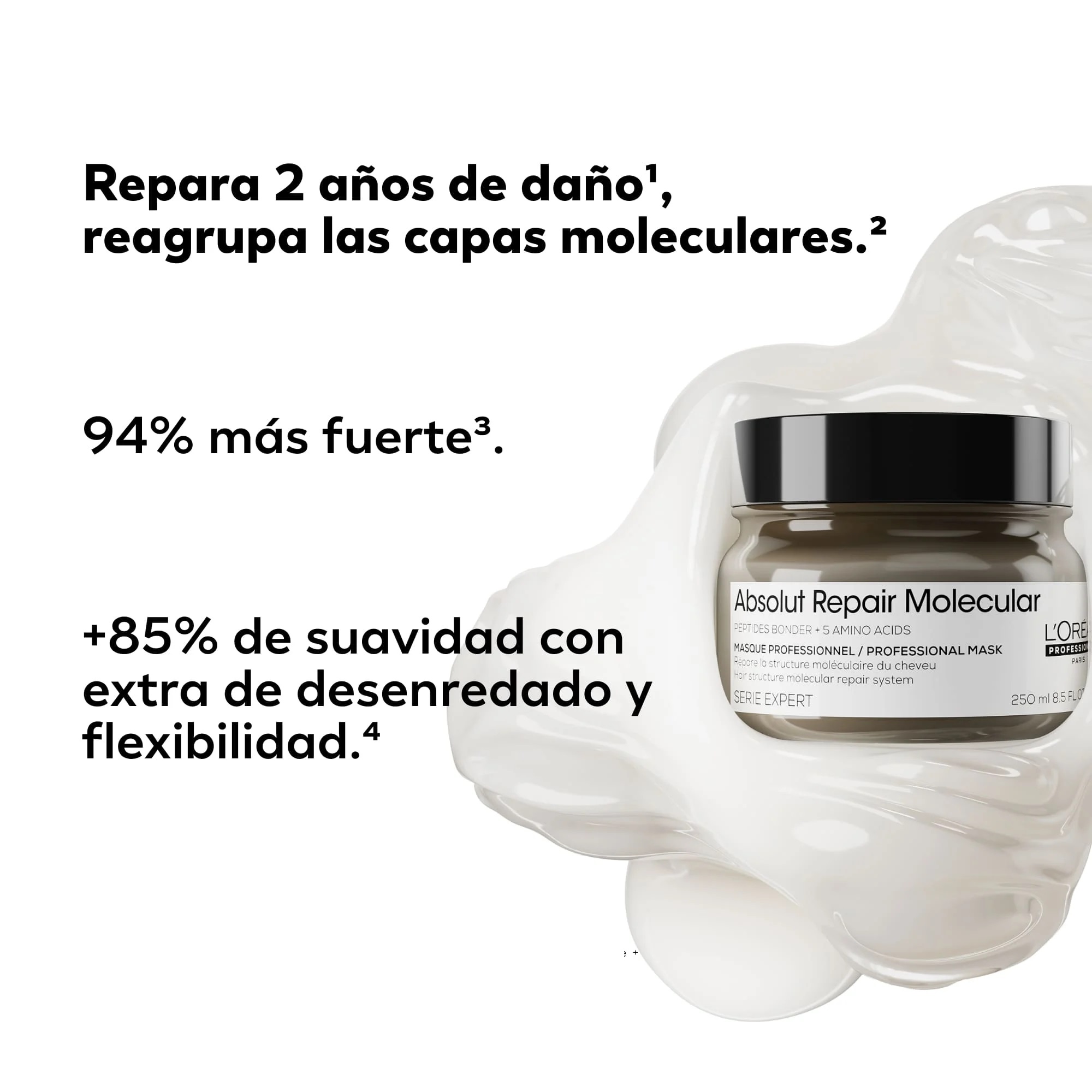 Mascarilla Para Cabello Dañado L'Oréal Absolut Repair Molecular 250ml - Imagen 2