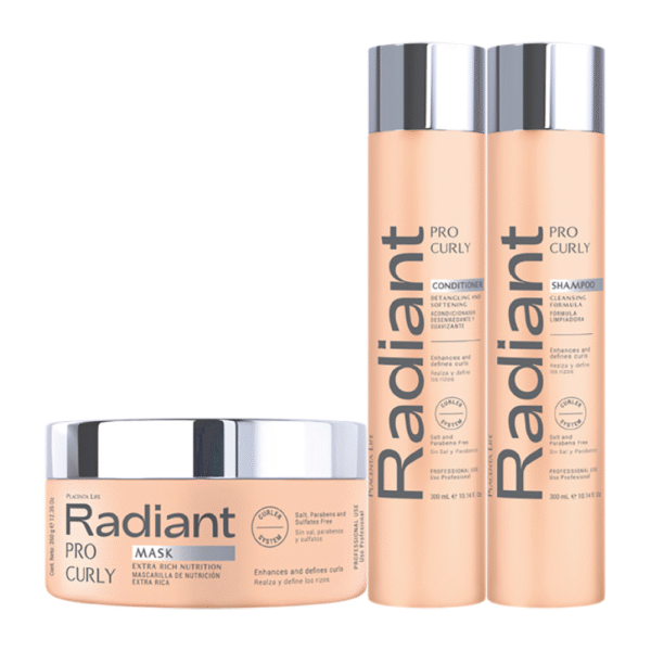 RADIANT PRO CURLY Shampoo 300 ml + Acondicionador 300 ml + Mask 350g