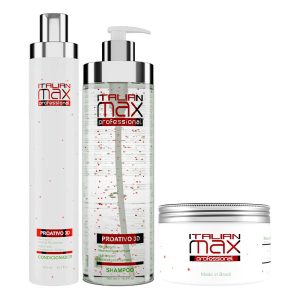ITALIAN MAX - Proactivo 3D Shampoo 500ml Acondicionador 300ml Mascarilla 285ml