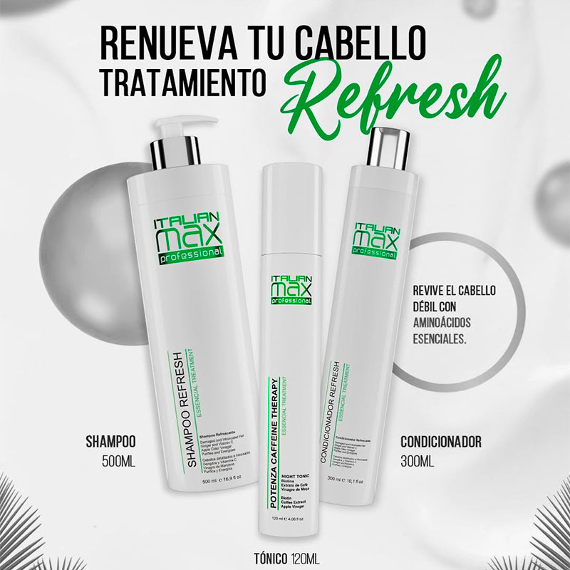 ITALIAN MAX - Refresh Shampoo 500ml Acondicionador 300ml Tónico 120ml - Imagen 2